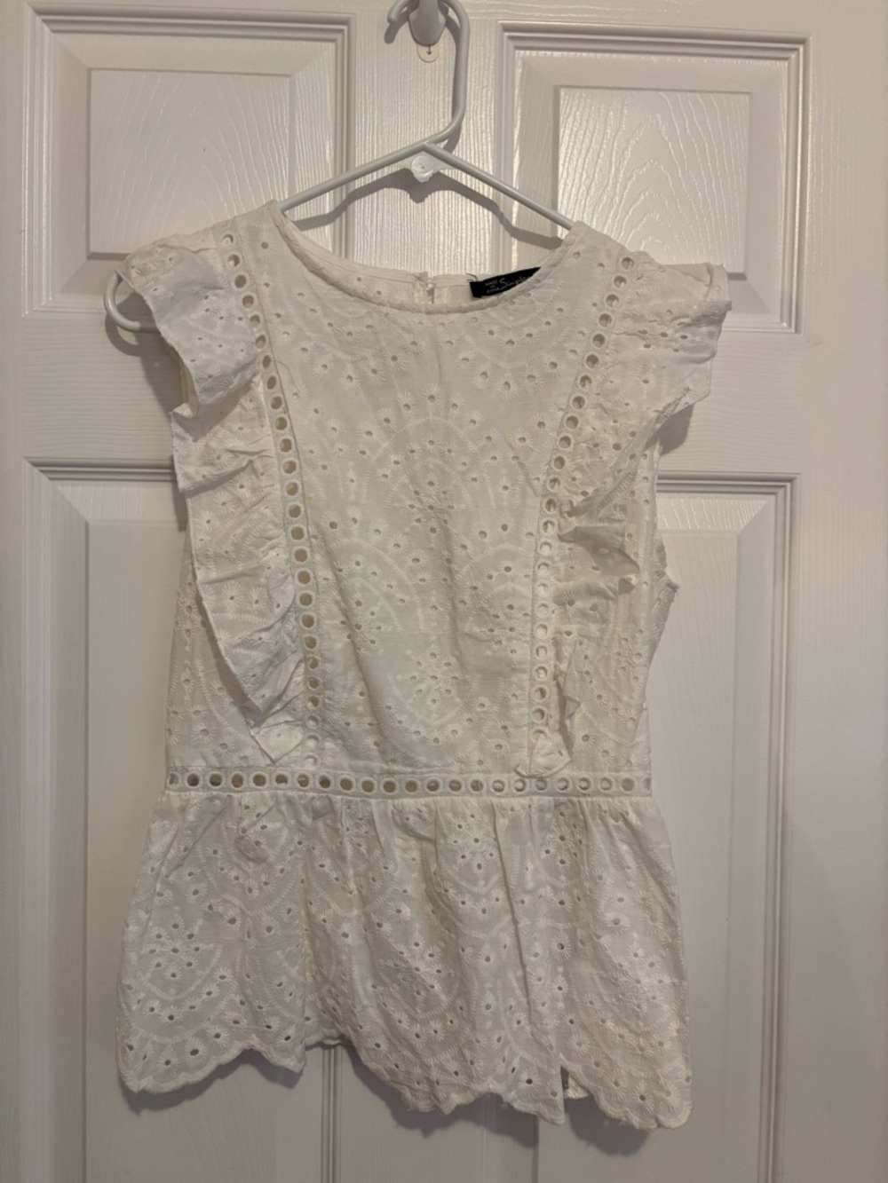 Romantic White Eyelet Ruffle Blouse